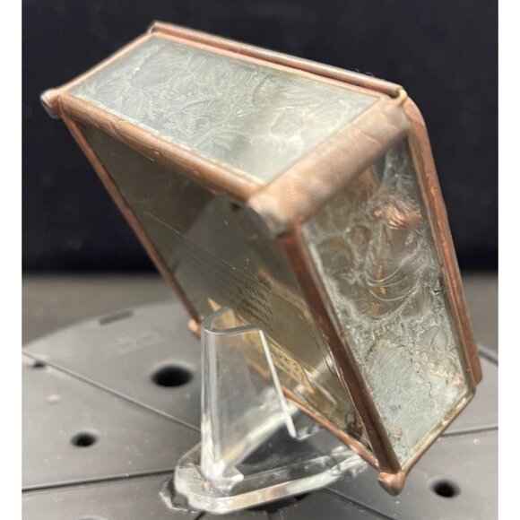 Turritella Agate / Fossil Hand Made Brass Glass Mirror Jewelry Box 1984 (2-3/4) - Picture 8 of 12